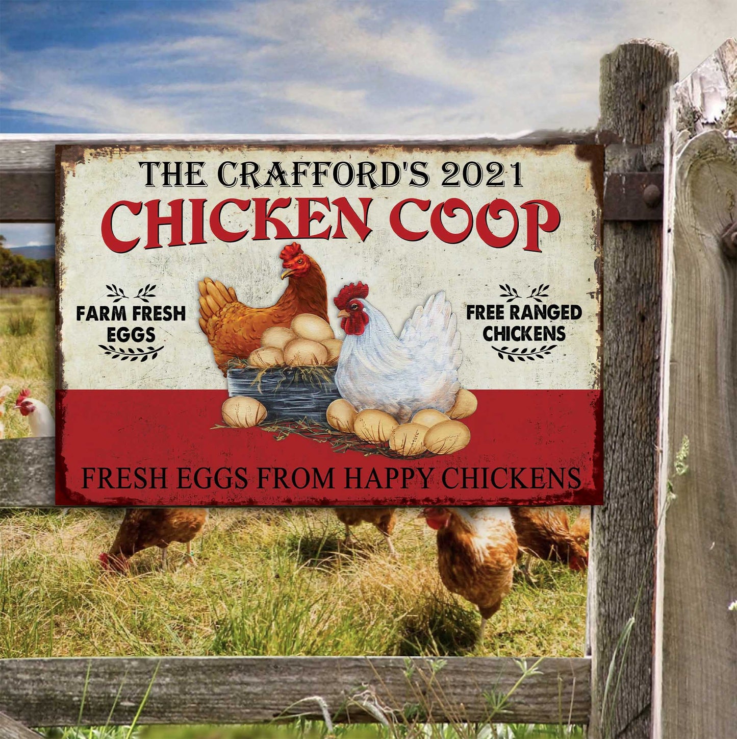 Welcome To The Chicken Coop Sign • Custom Chicken Name Sign • Personalized Country Farmhouse Chicken Sign • Chicken Farm Decoration