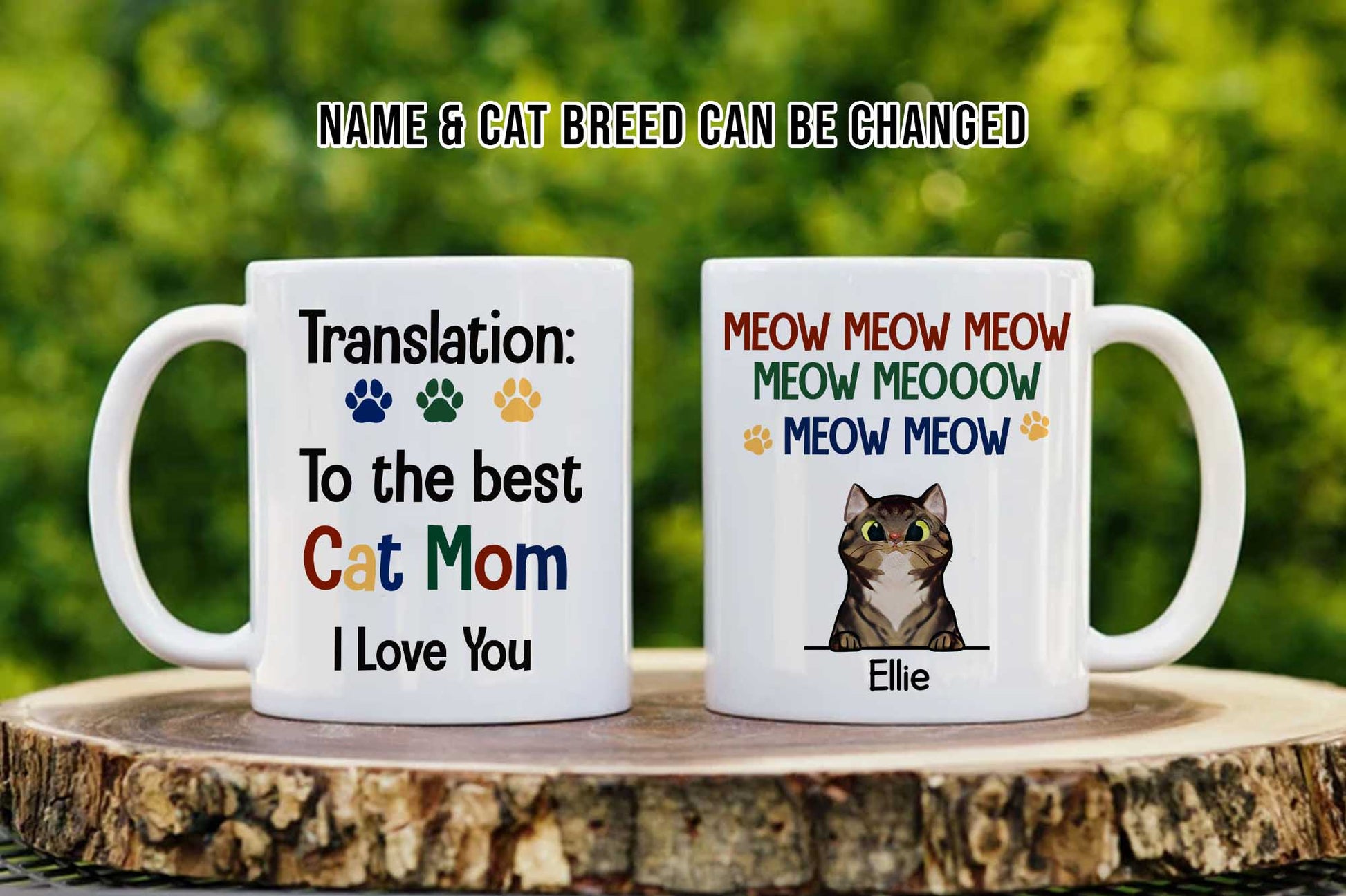 Meow Meow Meow • Custom Mug For Cat Lovers • Personalized Funny Gift For Cat Dad And Cat Mom