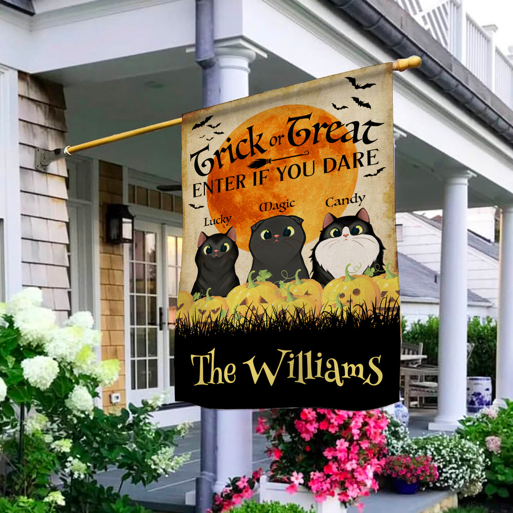 Trick Or Treat • Funny Halloween Decoration Flag • Personalized Dog & Cat Garden Flag • Custom Welcome Flag