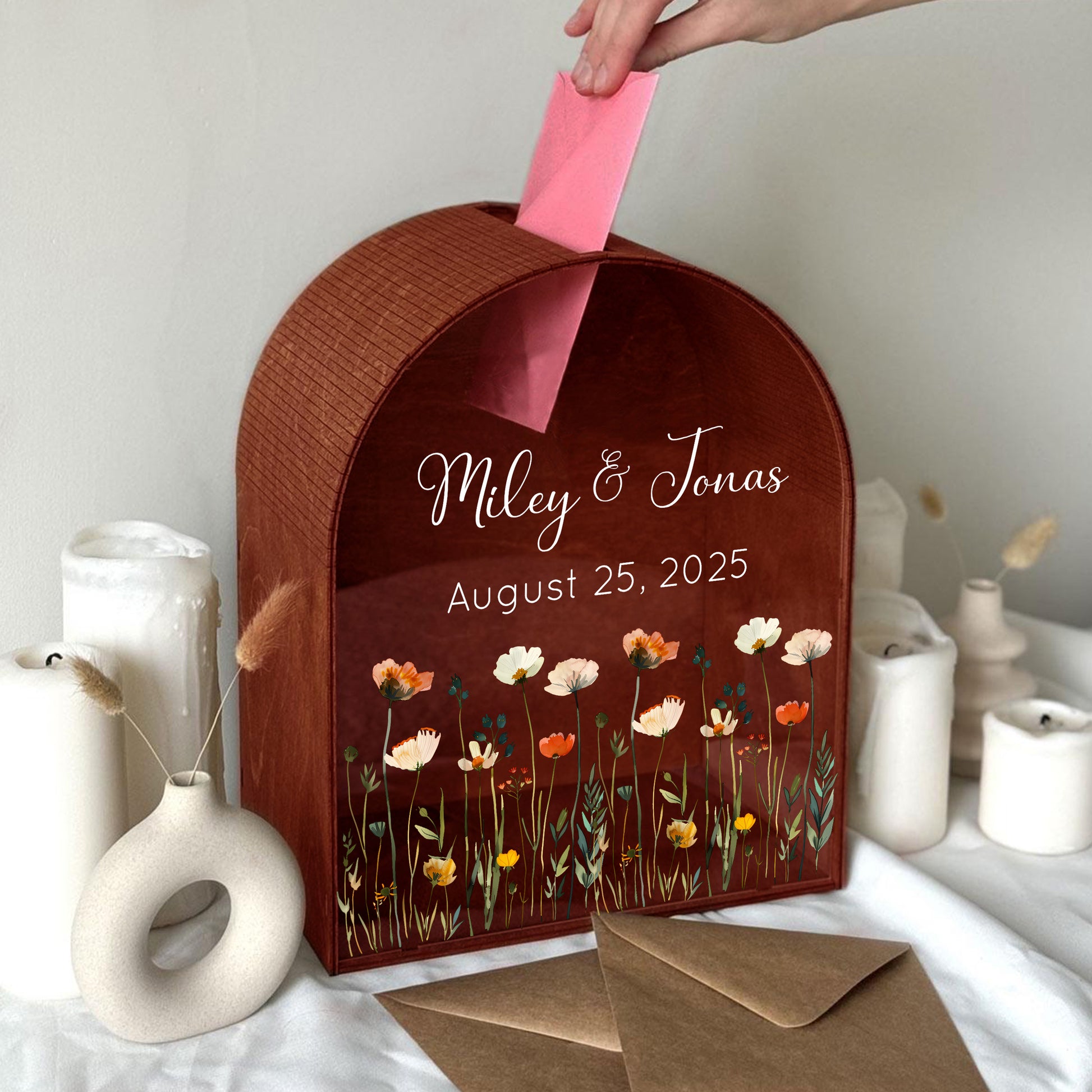 Personalized Wedding Card Box - Floral Garden