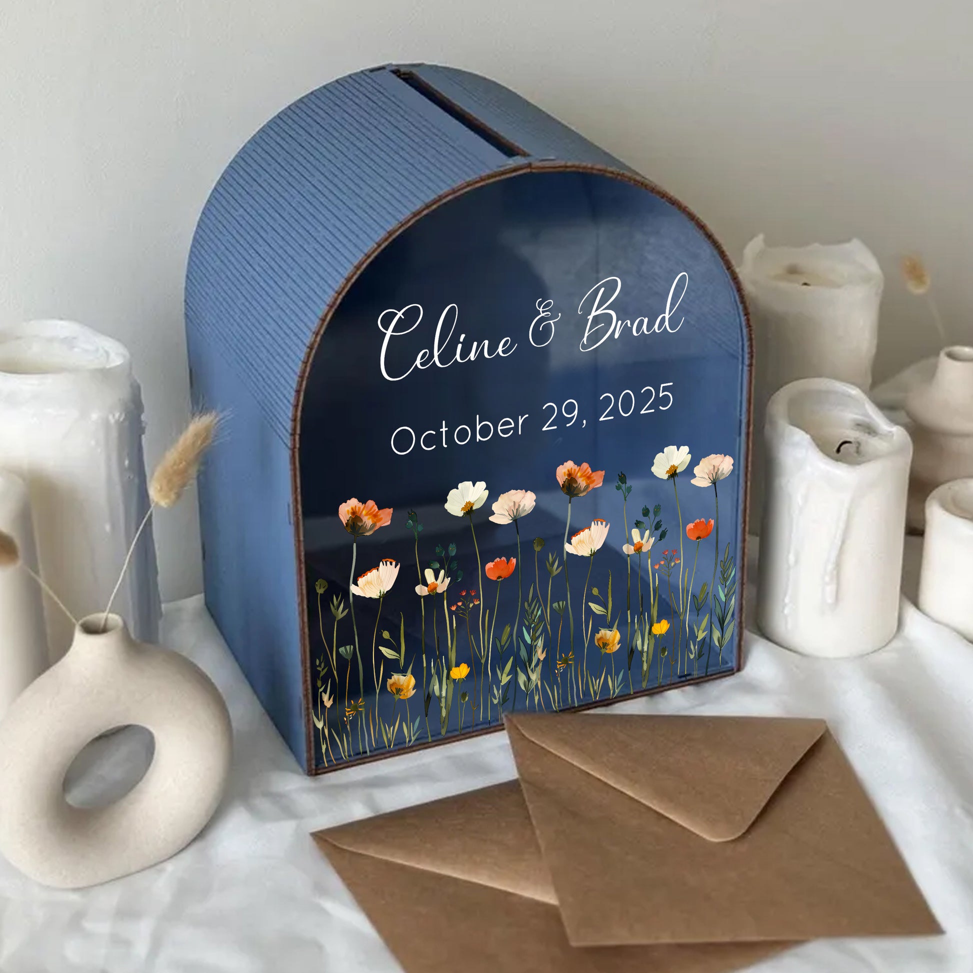 Personalized Wedding Card Box - Floral Garden