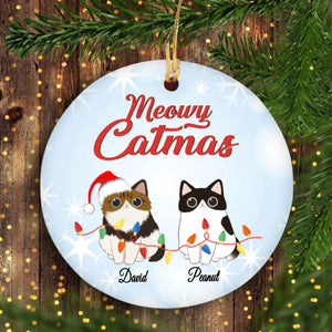 Meowy Catmas Personalized Cat Decorative Christmas Ornament Cat Lover Gift, Personalized Christmas Ornament, Custom Cat Name Christmas Ornament