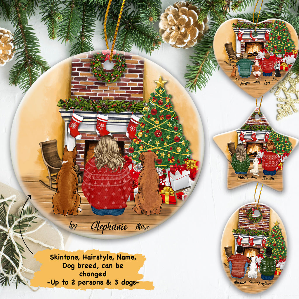 Copy of Personalized Dog Christmas Ceramic Ornament Gifts For Dog Lovers, Printed on BOTH Side, DOG And COUPLE, Custom Dog Name Christmas Ornament