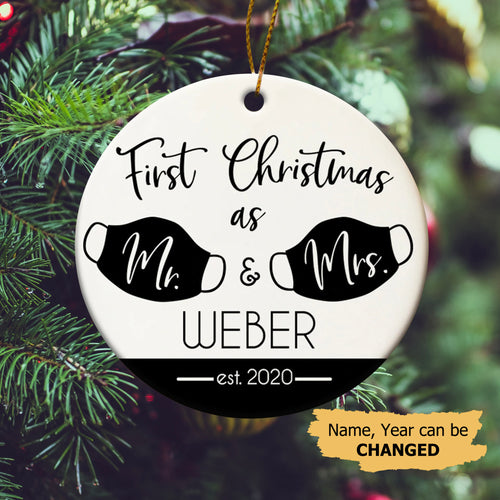 Personalized Our First Christmas As Mr. and Mrs. 2020 Ornament, Custom Name Christmas Ornament