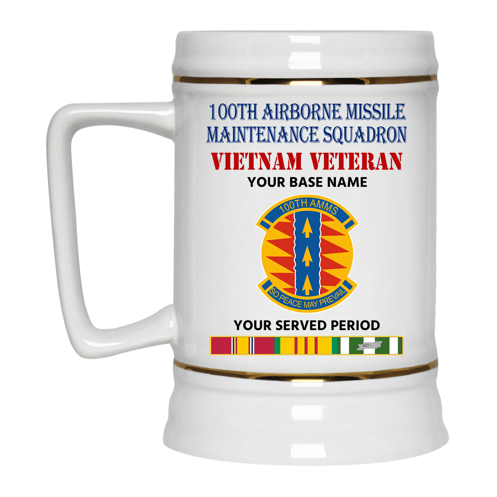 100TH AIRBORNE MISSILE MAINTENANCE SQUADRON BEER STEIN 22oz GOLD TRIM BEER STEIN