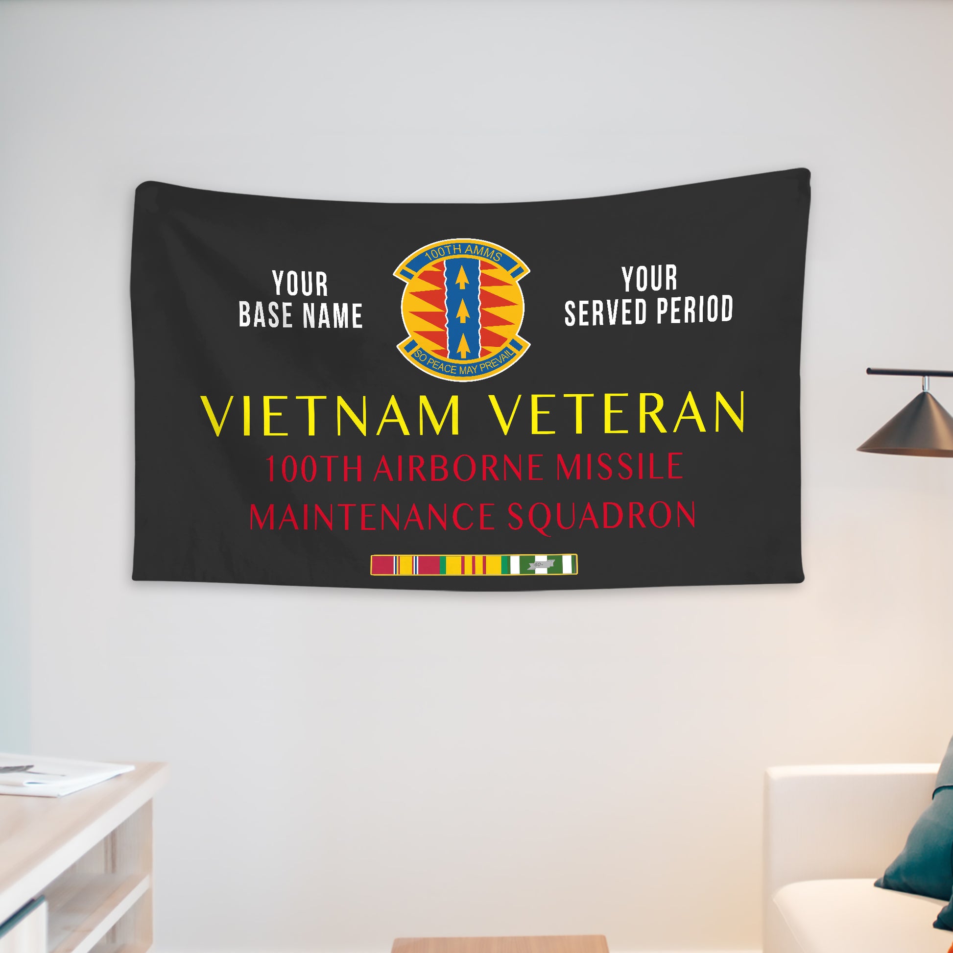 100TH AIRBORNE MISSILE MAINTENANCE SQUADRON WALL FLAG VERTICAL HORIZONTAL 36 x 60 INCHES WALL FLAG