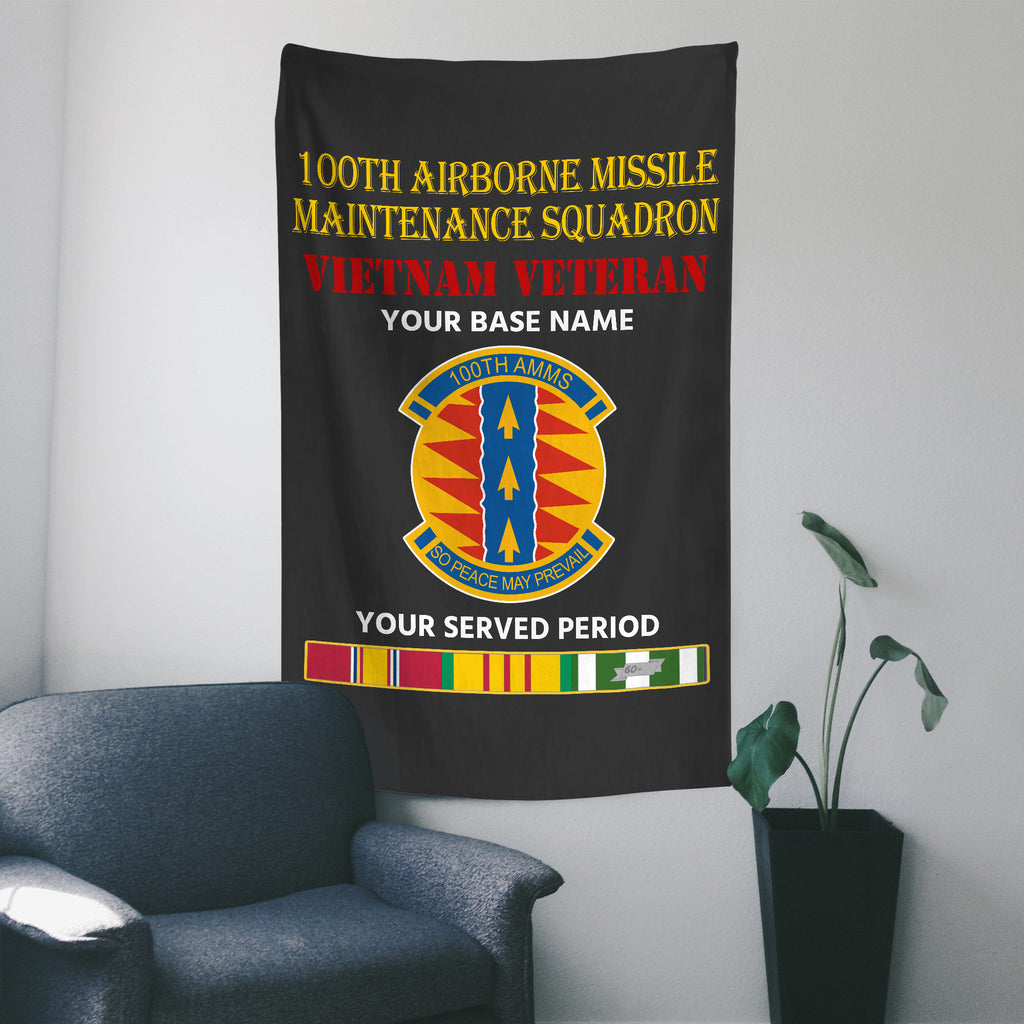 100TH AIRBORNE MISSILE MAINTENANCE SQUADRON WALL FLAG VERTICAL HORIZONTAL 36 x 60 INCHES WALL FLAG