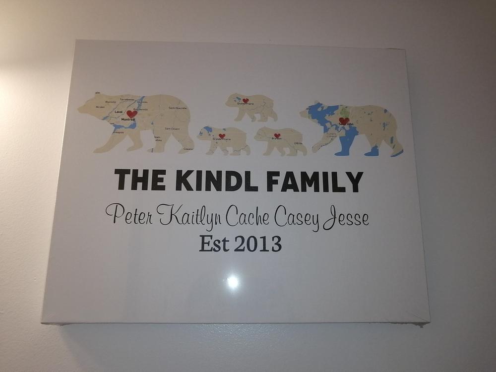Bear Family Retro Map - Premium Canvas, Poster
