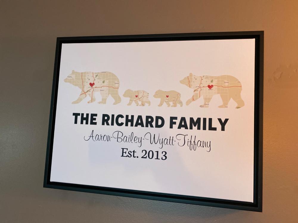 Bear Family Retro Map - Premium Canvas, Poster