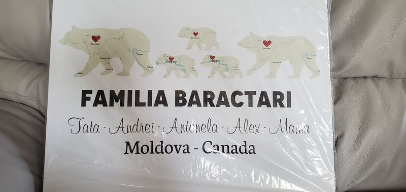 Bear Family Retro Map - Premium Canvas, Poster