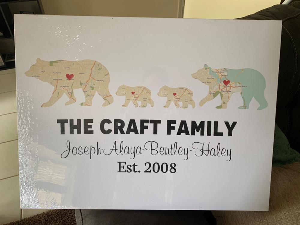 Bear Family Retro Map - Premium Canvas, Poster