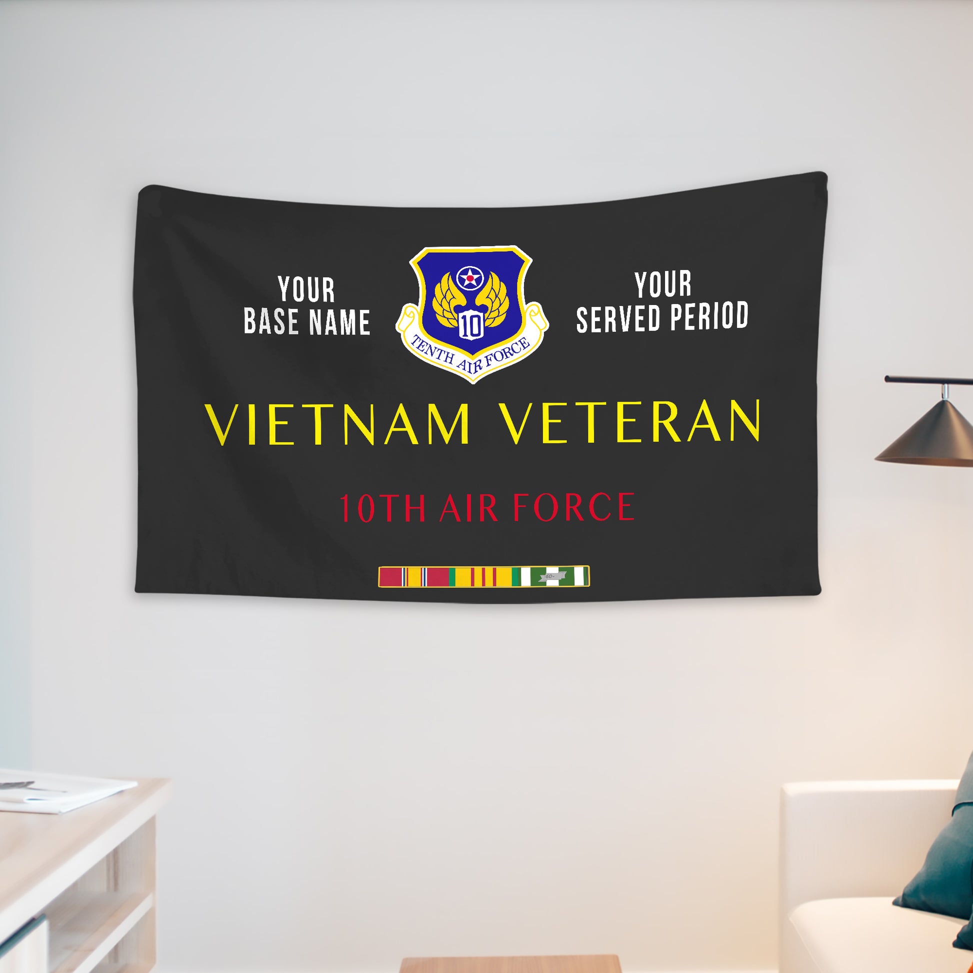10TH AIR FORCE WALL FLAG VERTICAL HORIZONTAL 36 x 60 INCHES WALL FLAG