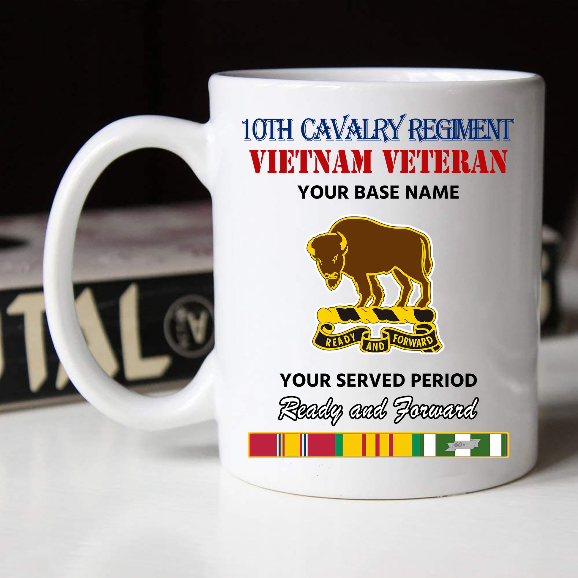 10TH CAVALRY REGIMENT BLACK WHITE 11oz 15oz COFFEE MUG