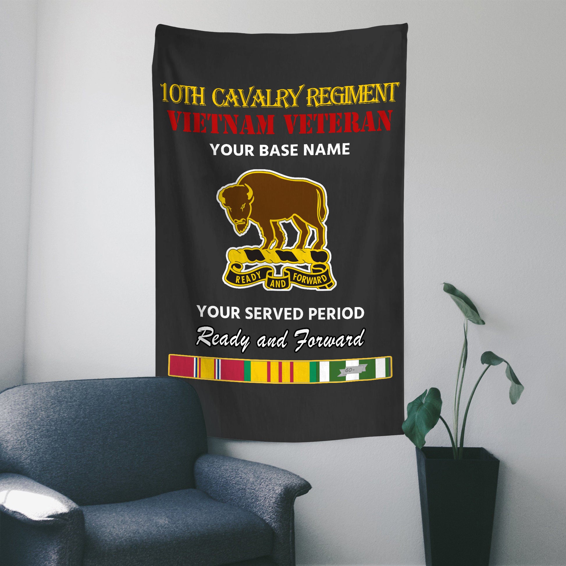 10TH CAVALRY REGIMENT WALL FLAG VERTICAL HORIZONTAL 36 x 60 INCHES WALL FLAG