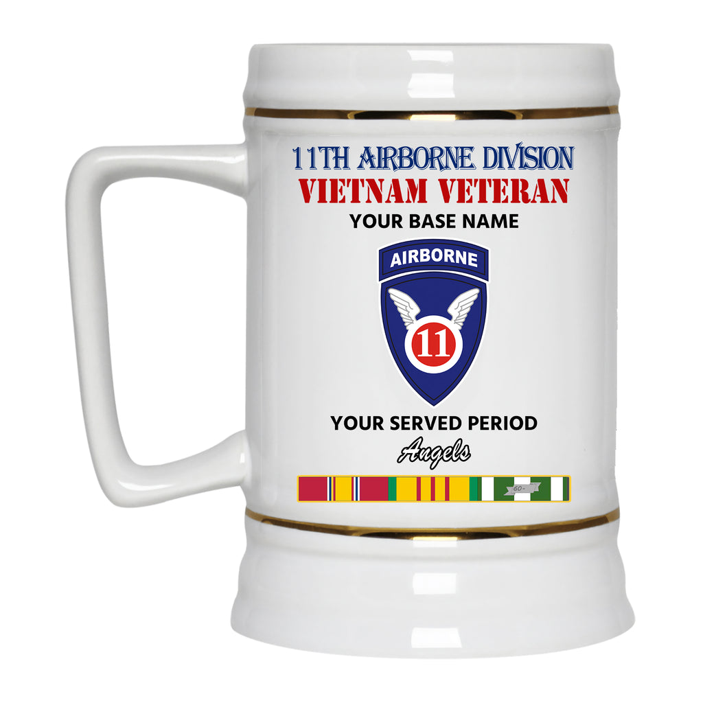 11TH AIRBORNE DIVISION BEER STEIN 22oz GOLD TRIM BEER STEIN