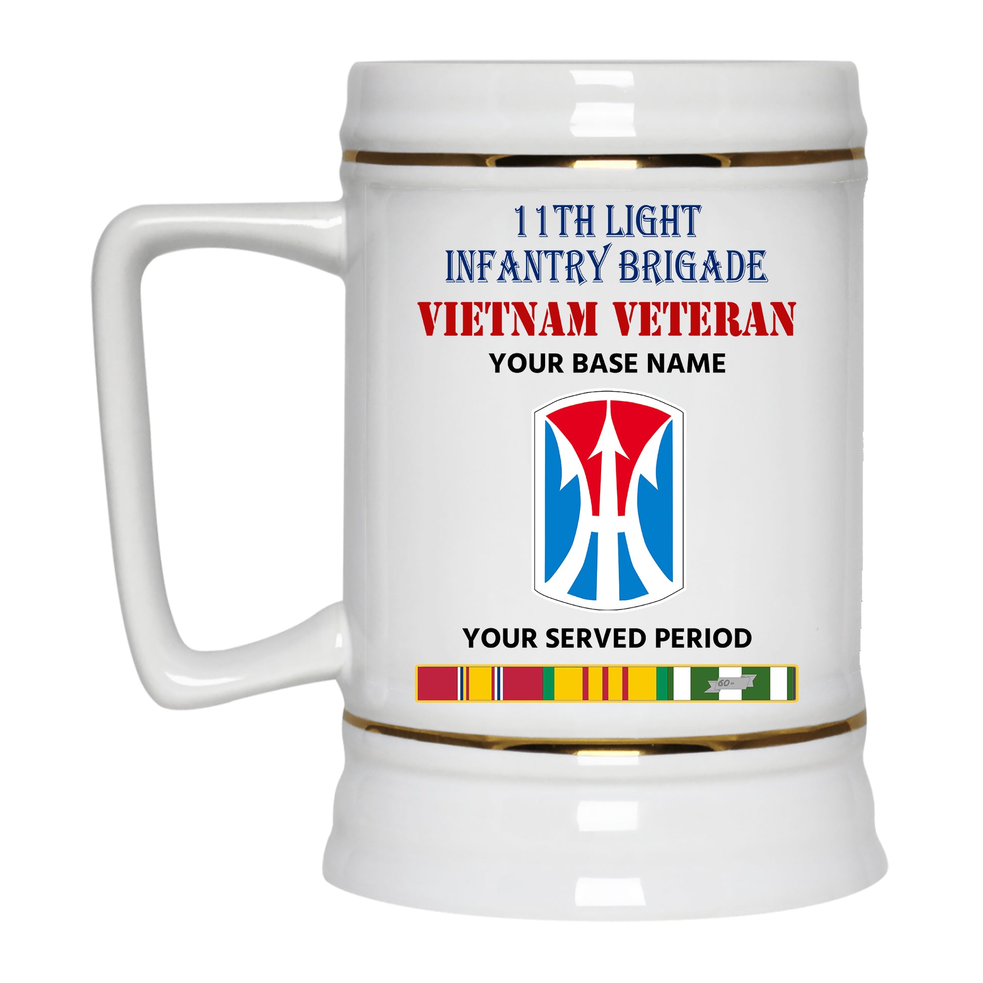 11TH LIGHT INFANTRY BRIGADE BEER STEIN 22oz GOLD TRIM BEER STEIN