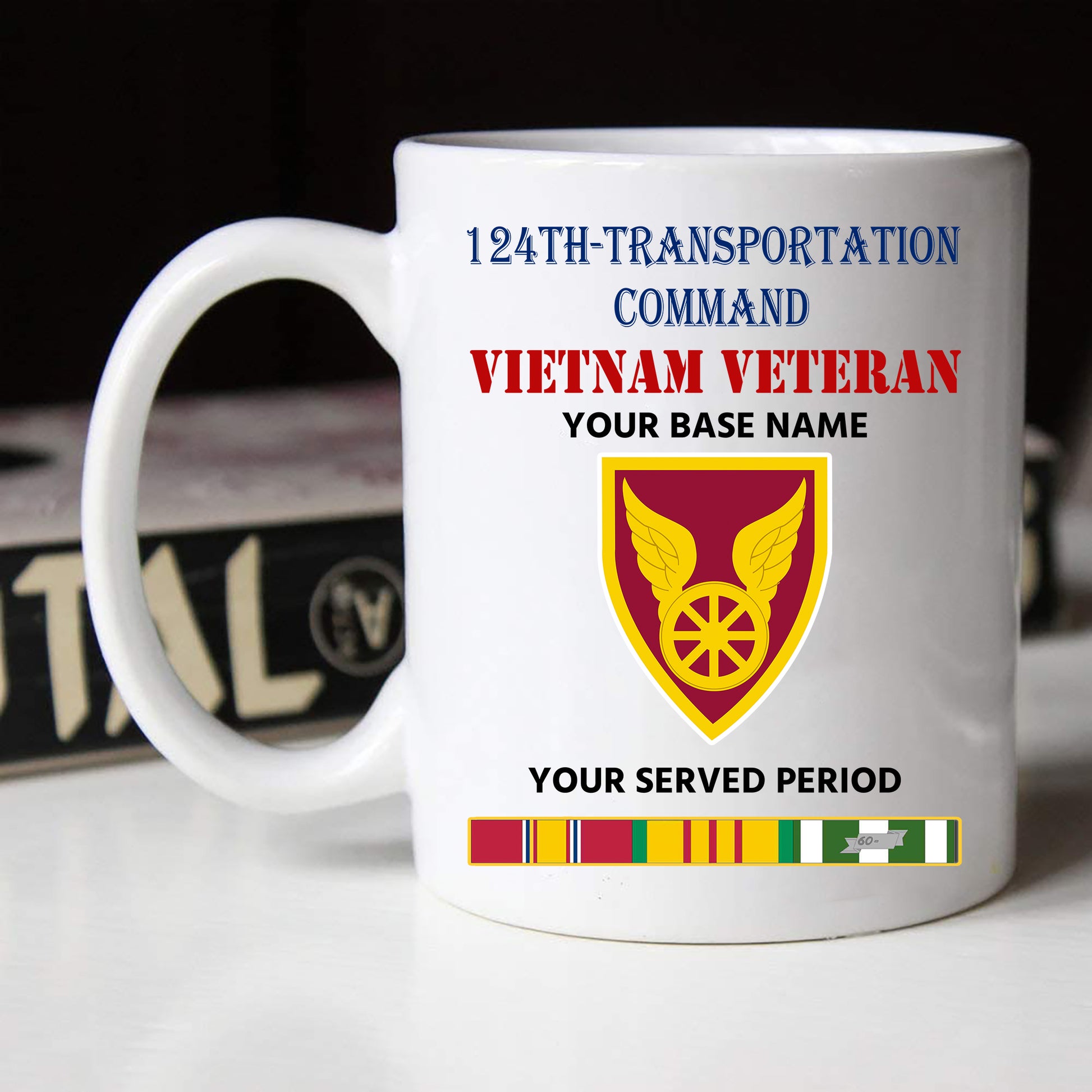 124TH TRANSPORTATION COMMAND BLACK WHITE 11oz 15oz COFFEE MUG