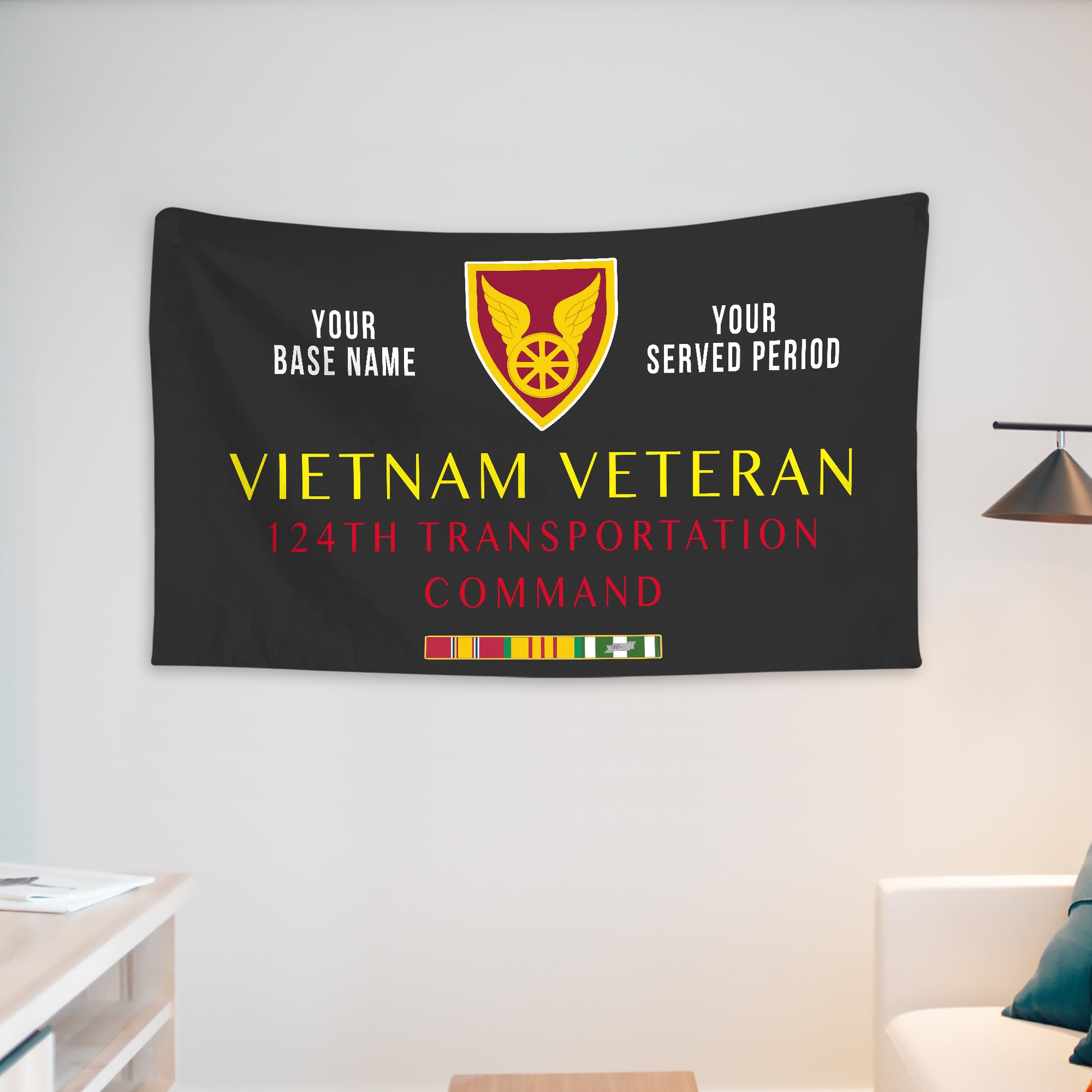 124TH TRANSPORTATION COMMAND WALL FLAG VERTICAL HORIZONTAL 36 x 60 INCHES WALL FLAG