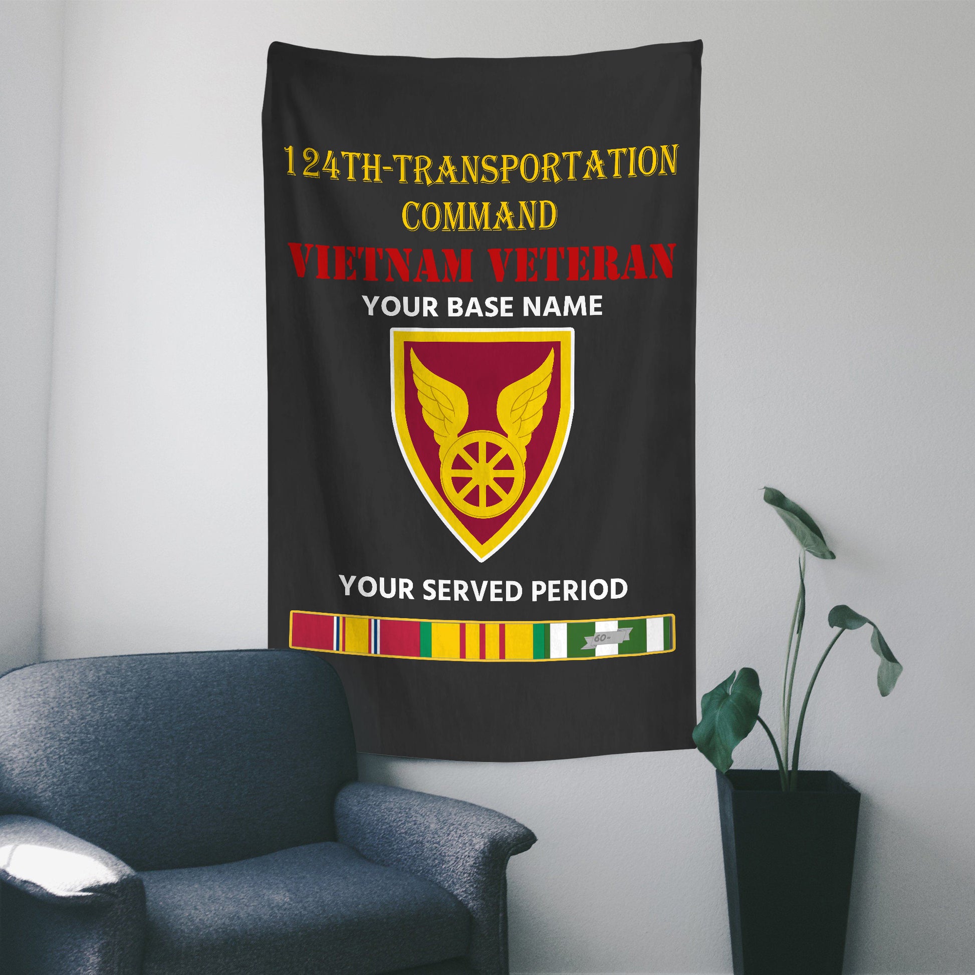124TH TRANSPORTATION COMMAND WALL FLAG VERTICAL HORIZONTAL 36 x 60 INCHES WALL FLAG