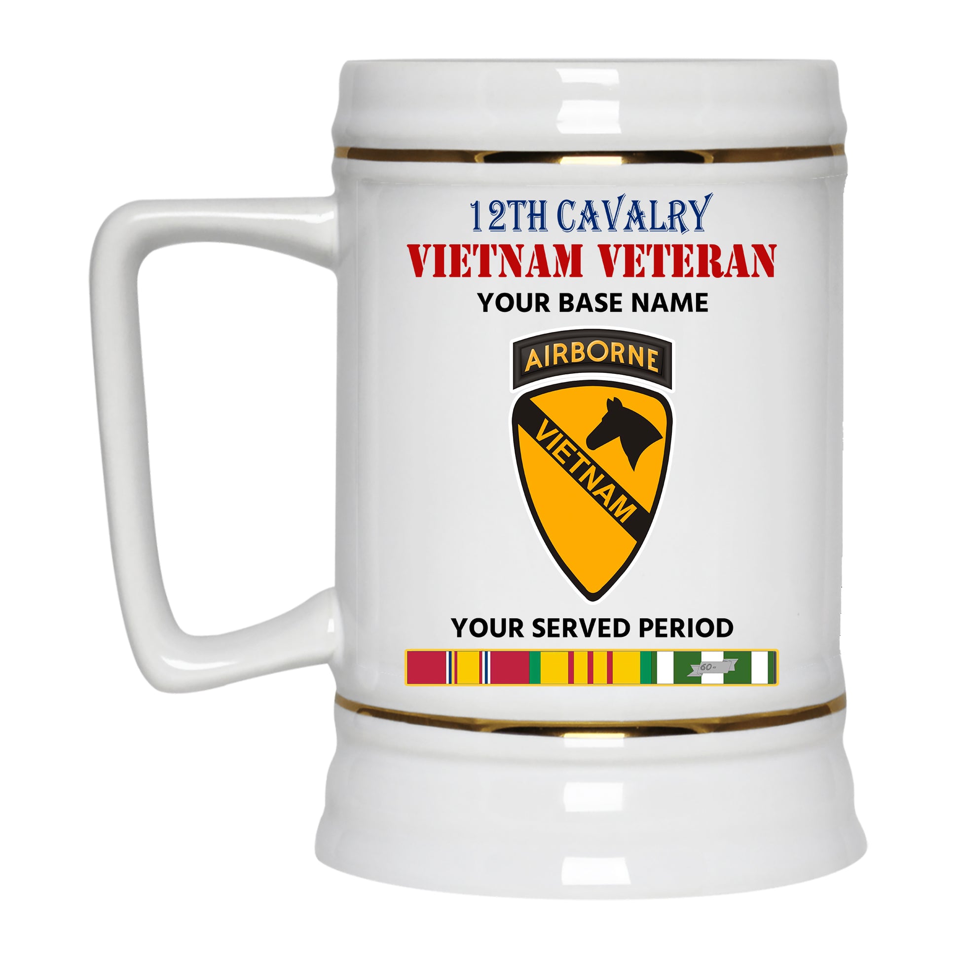 12TH CAVALRY BEER STEIN 22oz GOLD TRIM BEER STEIN