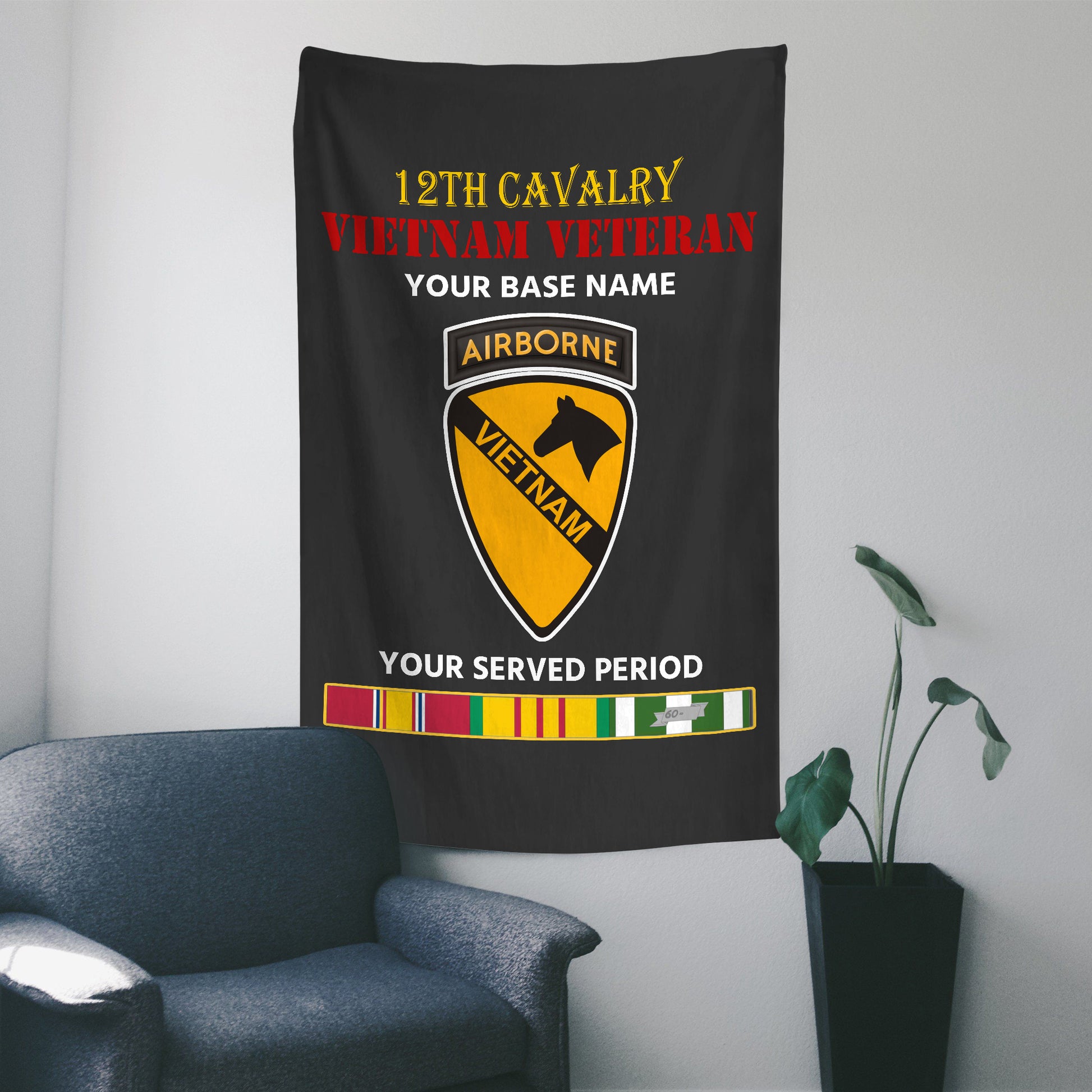 12TH CAVALRY WALL FLAG VERTICAL HORIZONTAL 36 x 60 INCHES WALL FLAG