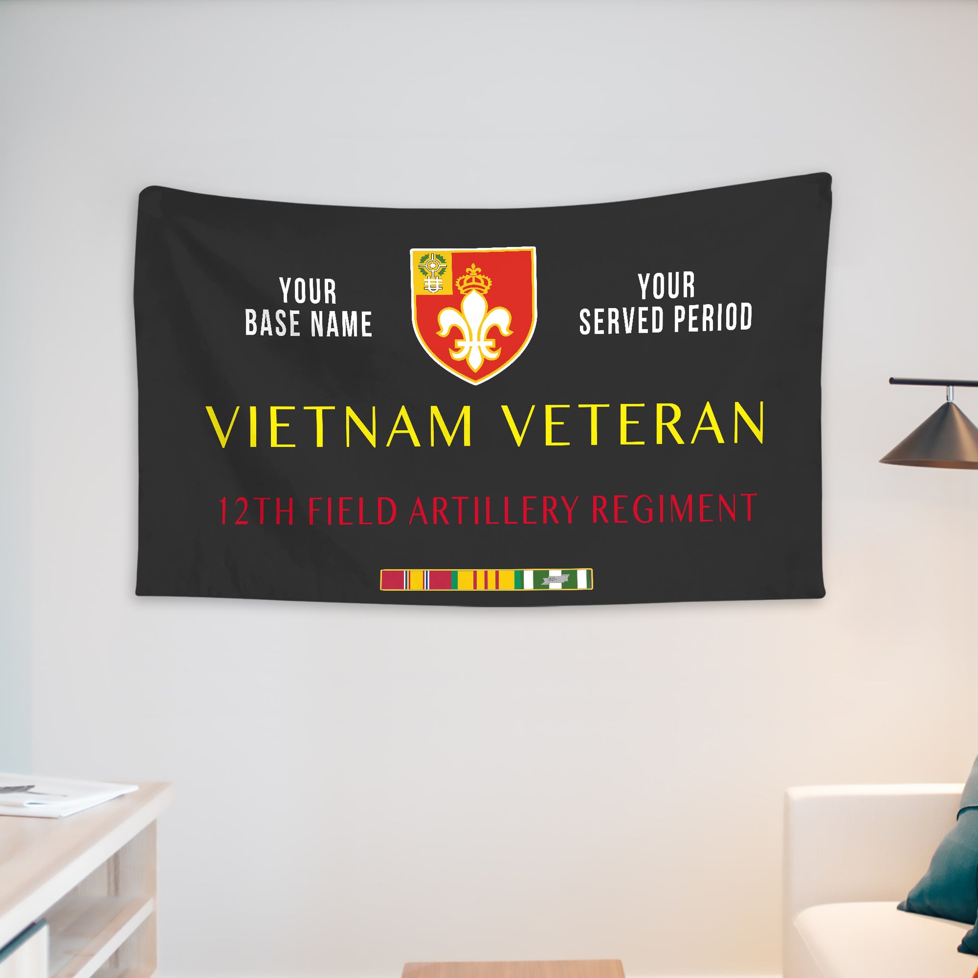 12TH FIELD ARTILLERY REGIMENT WALL FLAG VERTICAL HORIZONTAL 36 x 60 INCHES WALL FLAG