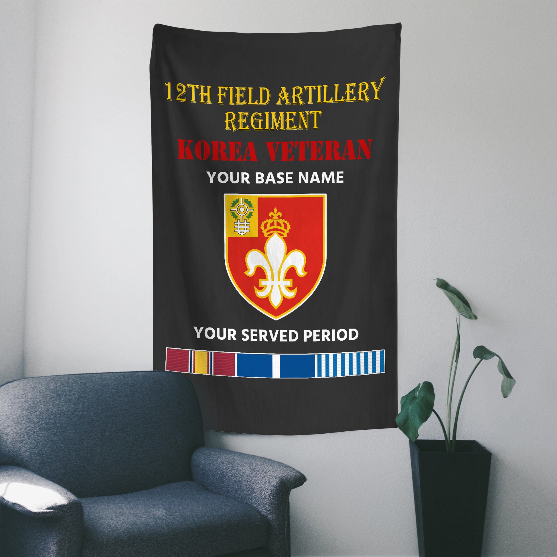 12TH FIELD ARTILLERY REGIMENT WALL FLAG VERTICAL HORIZONTAL 36 x 60 INCHES WALL FLAG