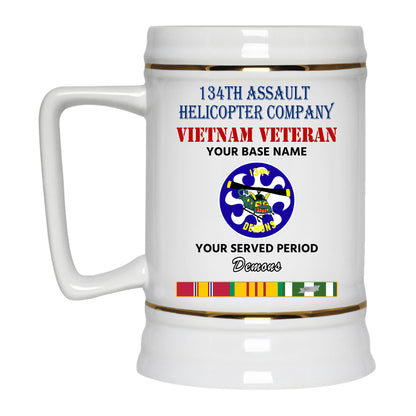 134TH ASSAULT HELICOPTER COMPANY BEER STEIN 22oz GOLD TRIM BEER STEIN