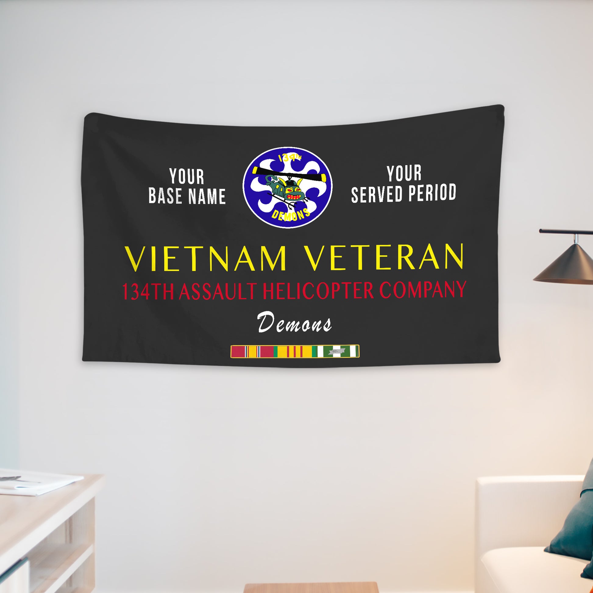134TH ASSAULT HELICOPTER COMPANY WALL FLAG VERTICAL HORIZONTAL 36 x 60 INCHES WALL FLAG