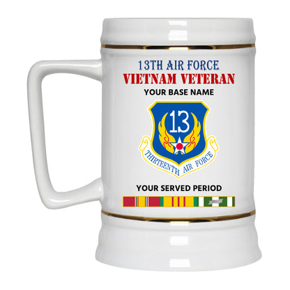 13TH AIR FORCE BEER STEIN 22oz GOLD TRIM BEER STEIN