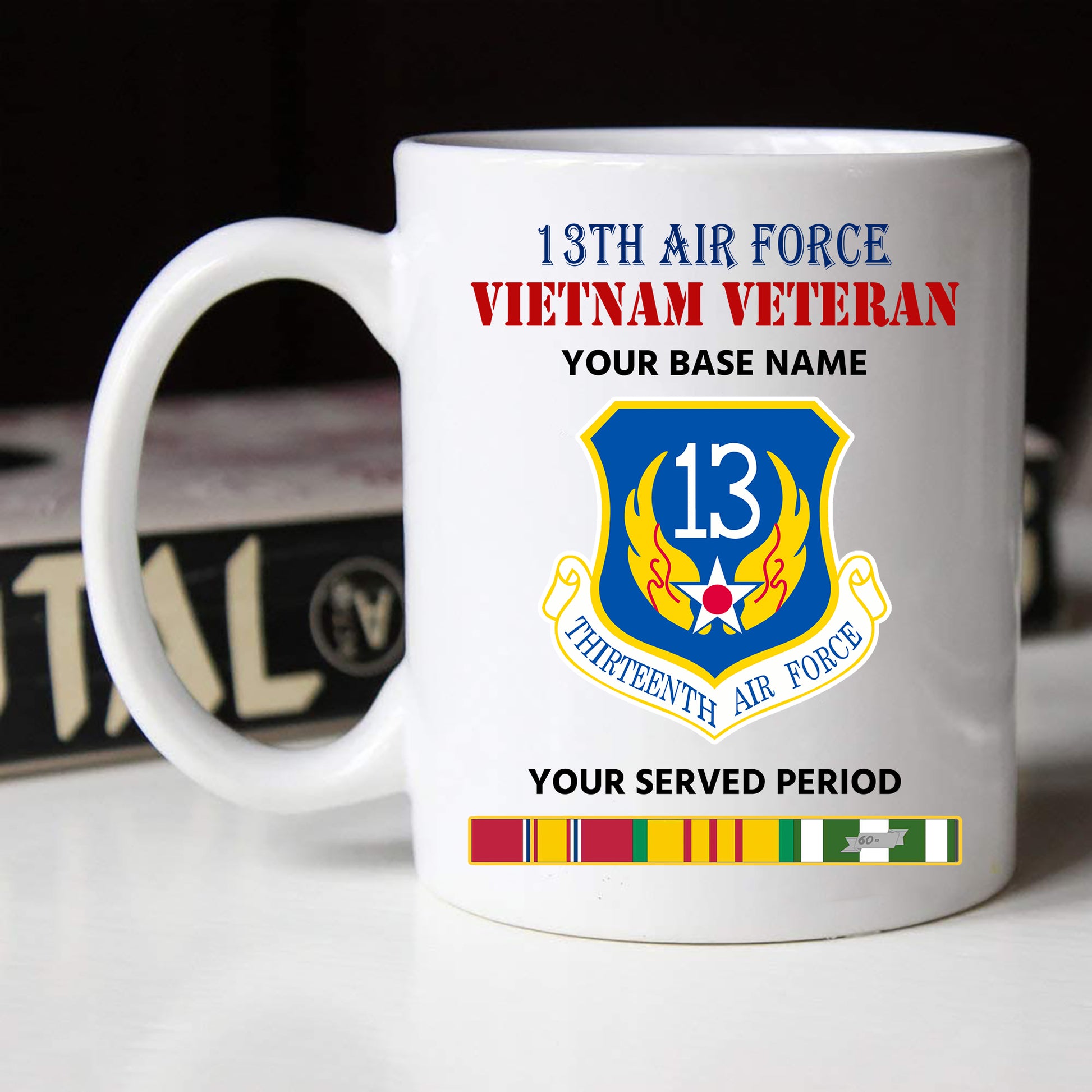 13TH AIR FORCE BLACK WHITE 11oz 15oz COFFEE MUG
