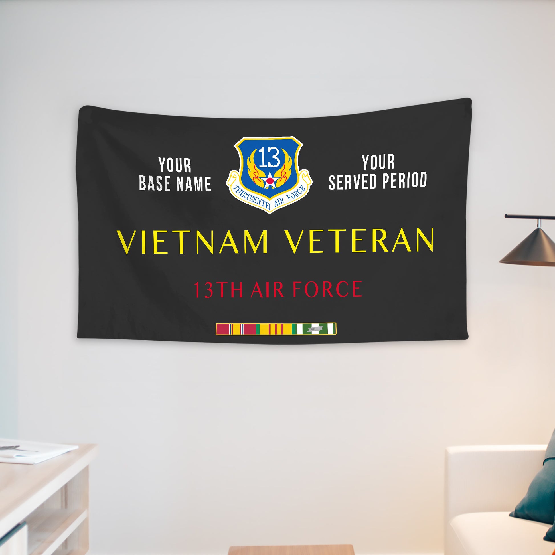 13TH AIR FORCE WALL FLAG VERTICAL HORIZONTAL 36 x 60 INCHES WALL FLAG