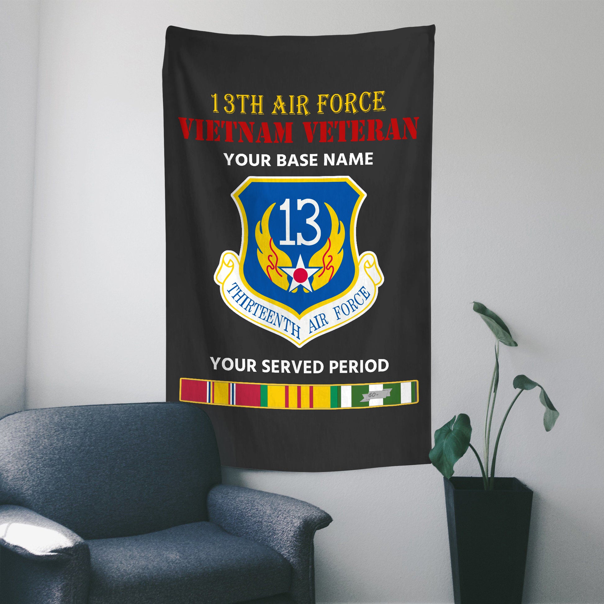 13TH AIR FORCE WALL FLAG VERTICAL HORIZONTAL 36 x 60 INCHES WALL FLAG