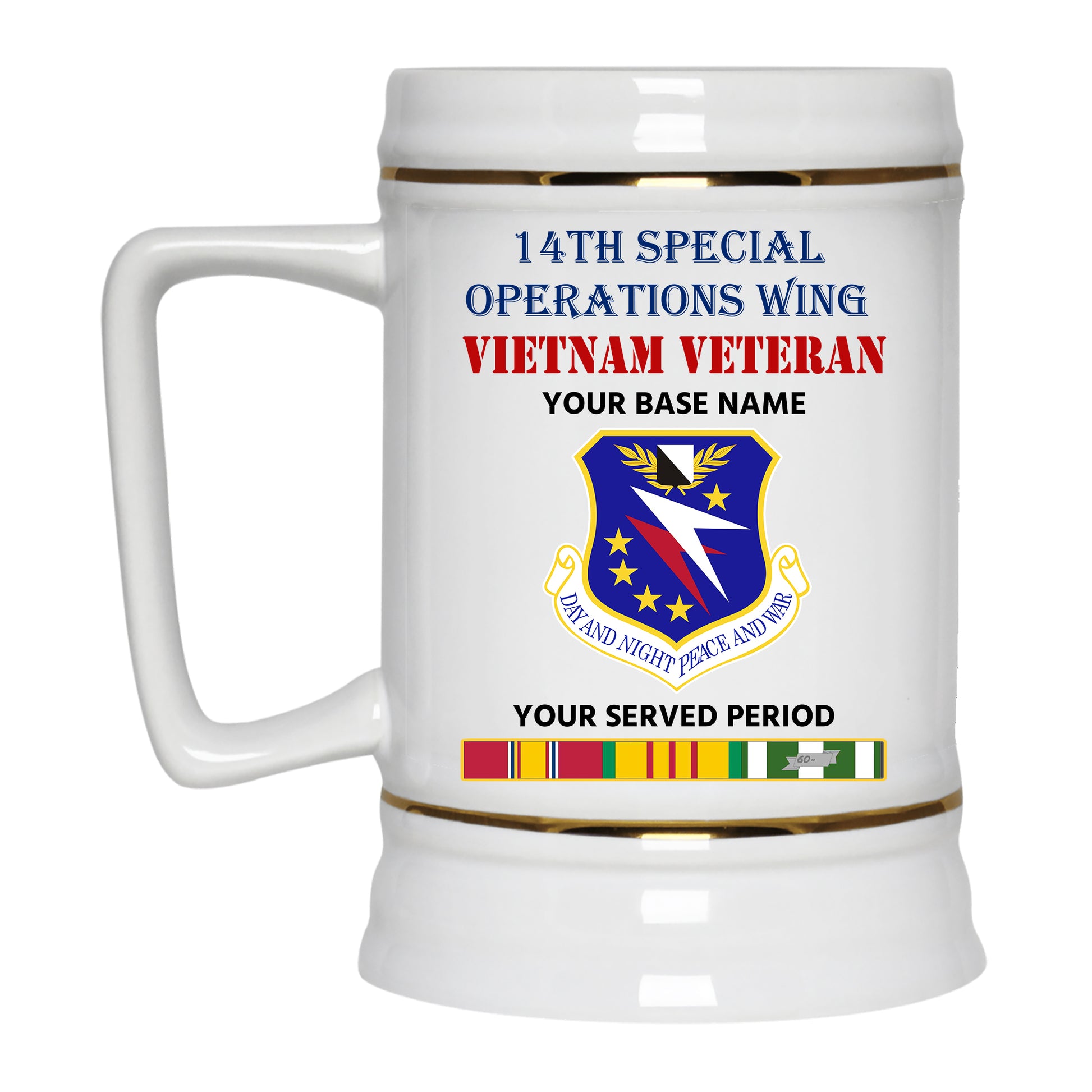 14TH SPECIAL OPERATIONS WING BEER STEIN 22oz GOLD TRIM BEER STEIN