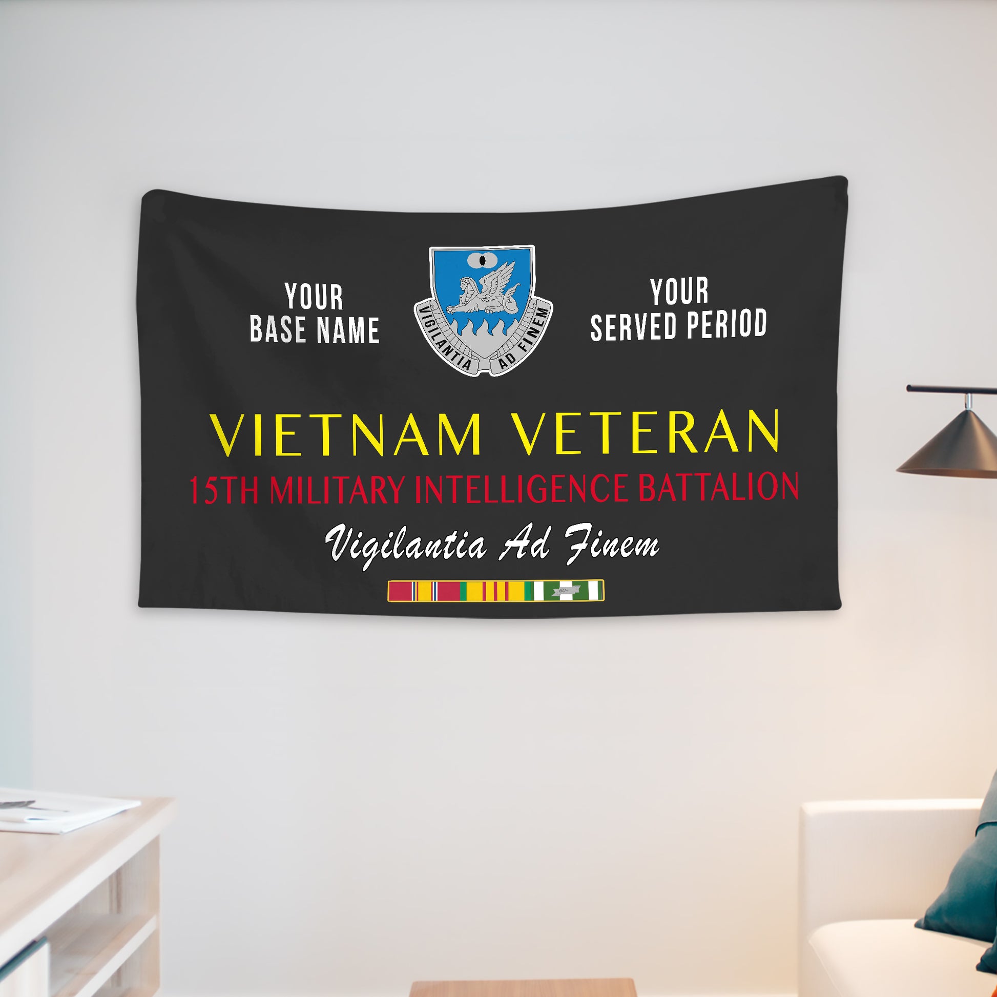 15TH MILITARY INTELLIGENCE BATTALION WALL FLAG VERTICAL HORIZONTAL 36 x 60 INCHES WALL FLAG