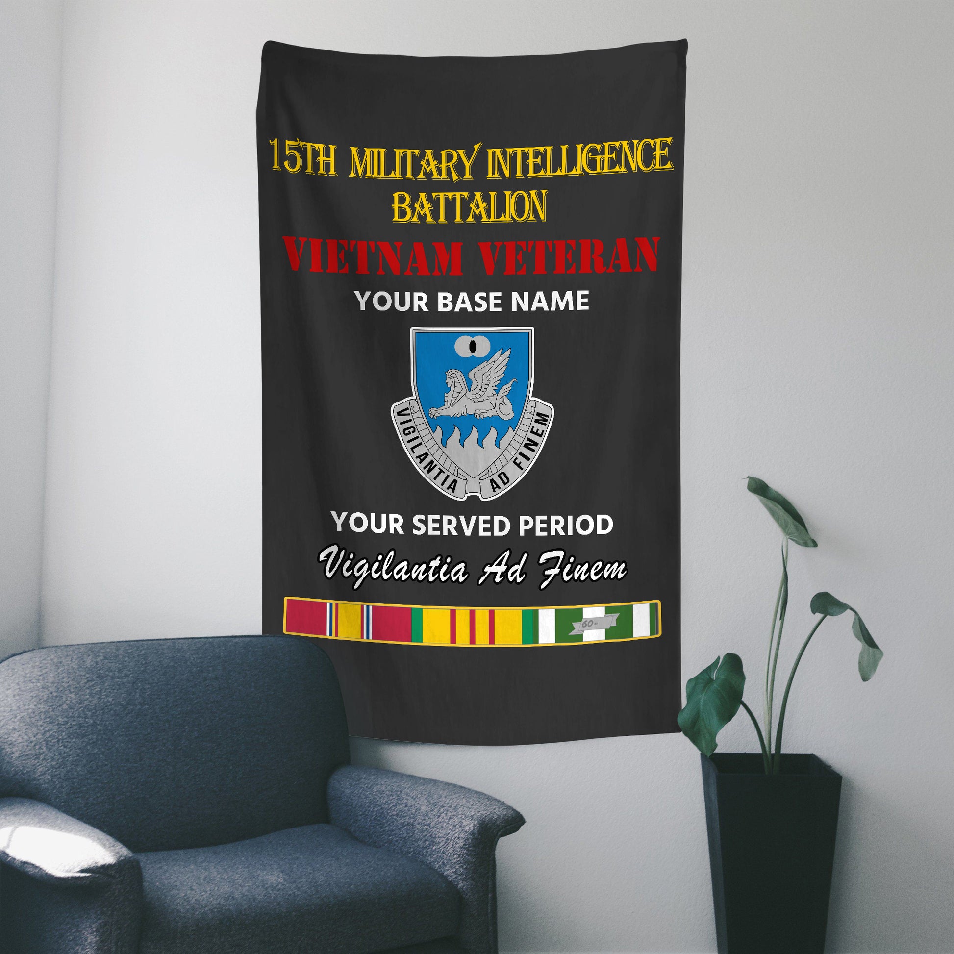 15TH MILITARY INTELLIGENCE BATTALION WALL FLAG VERTICAL HORIZONTAL 36 x 60 INCHES WALL FLAG
