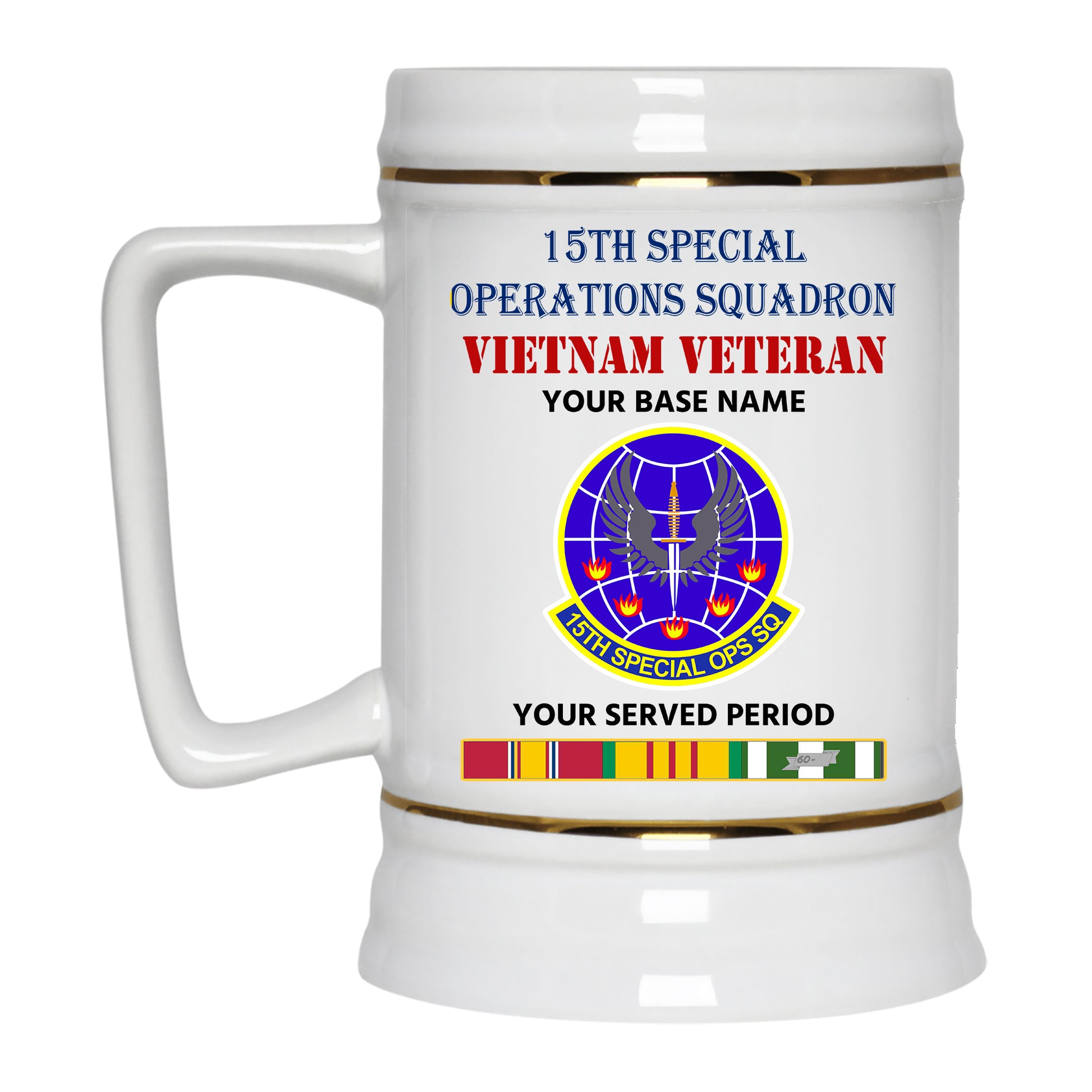 15TH SPECIAL OPERATIONS SQUADRON BEER STEIN 22oz GOLD TRIM BEER STEIN