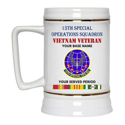 15TH SPECIAL OPERATIONS SQUADRON BEER STEIN 22oz GOLD TRIM BEER STEIN
