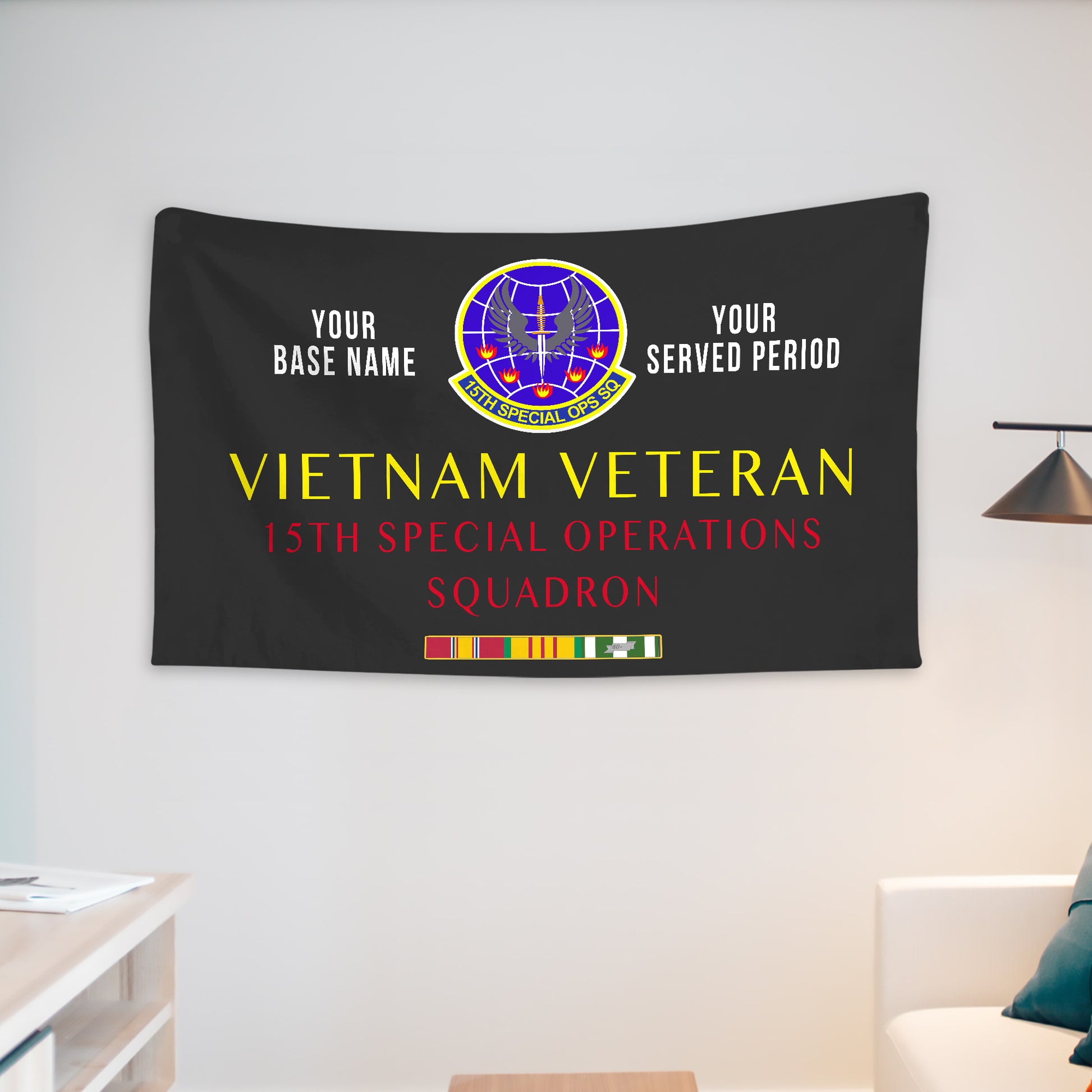 15TH SPECIAL OPERATIONS SQUADRON WALL FLAG VERTICAL HORIZONTAL 36 x 60 INCHES WALL FLAG