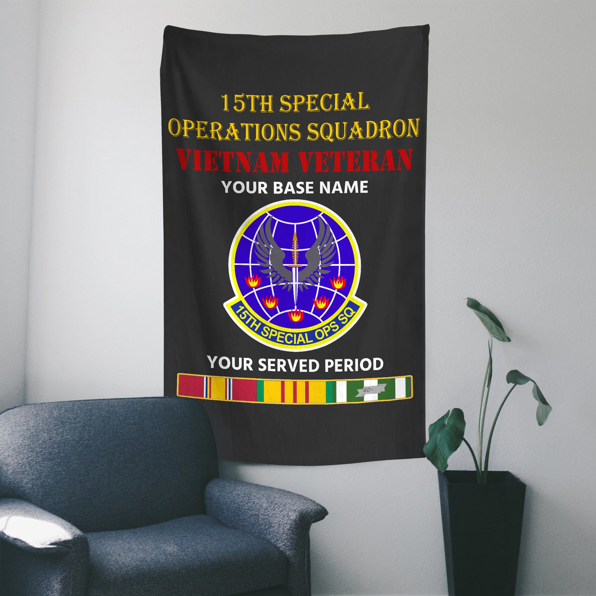 15TH SPECIAL OPERATIONS SQUADRON WALL FLAG VERTICAL HORIZONTAL 36 x 60 INCHES WALL FLAG