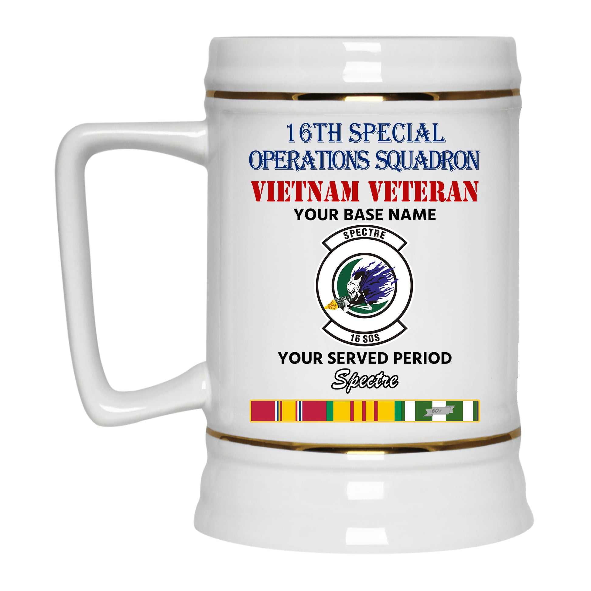 16TH SPECIAL OPERATIONS SQUADRON BEER STEIN 22oz GOLD TRIM BEER STEIN