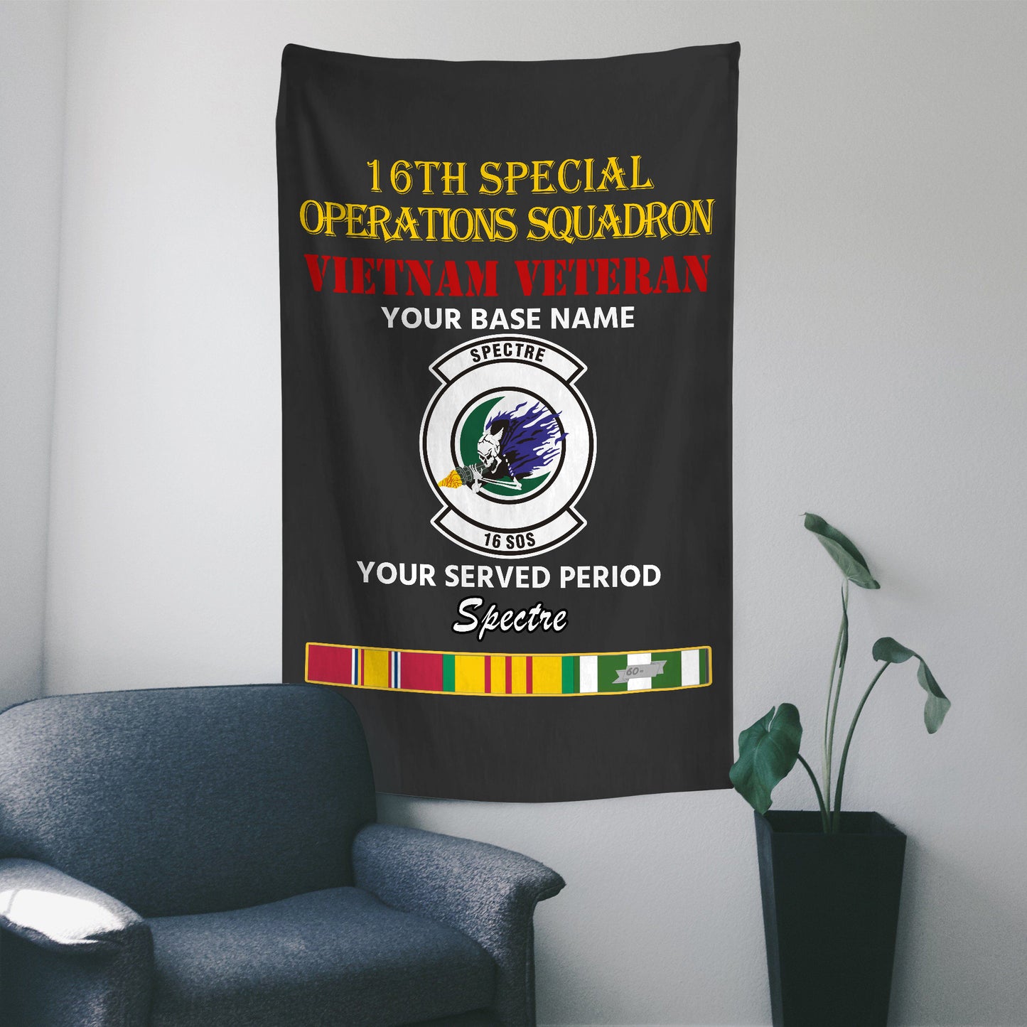 16TH SPECIAL OPERATIONS SQUADRON WALL FLAG VERTICAL HORIZONTAL 36 x 60 INCHES WALL FLAG