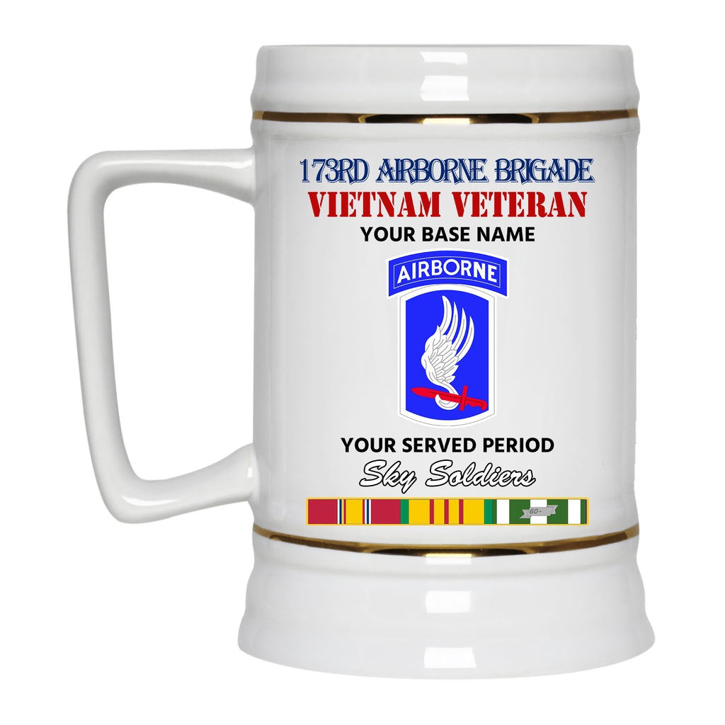 173RD AIRBORNE BRIGADE BEER STEIN 22oz GOLD TRIM BEER STEIN