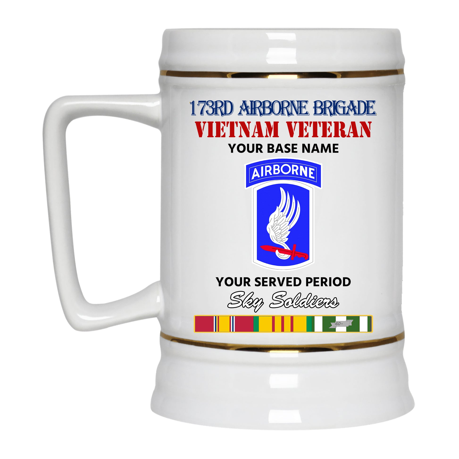 173RD AIRBORNE BRIGADE BEER STEIN 22oz GOLD TRIM BEER STEIN