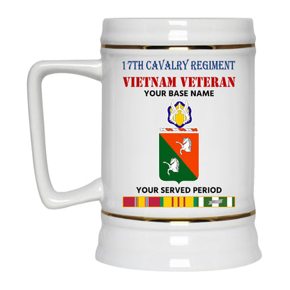 17TH CAVALRY REGIMENT BEER STEIN 22oz GOLD TRIM BEER STEIN