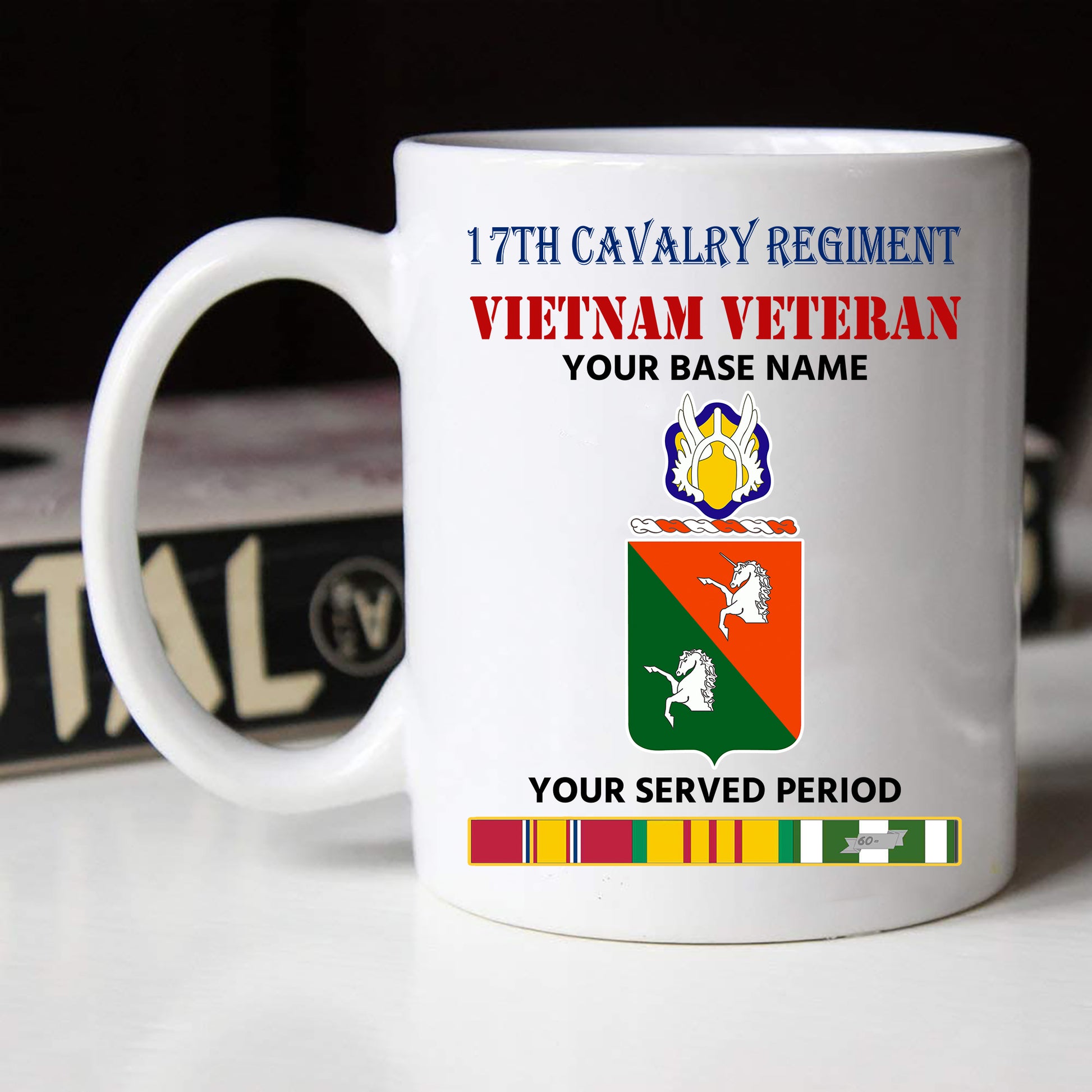 17TH CAVALRY REGIMENT BLACK WHITE 11oz 15oz COFFEE MUG