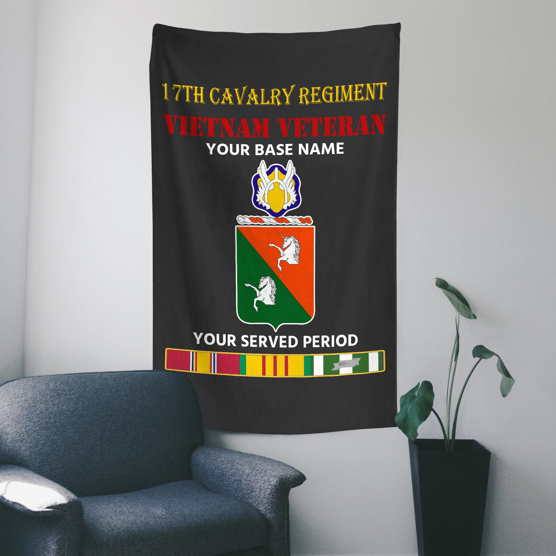 17TH CAVALRY REGIMENT WALL FLAG VERTICAL HORIZONTAL 36 x 60 INCHES WALL FLAG