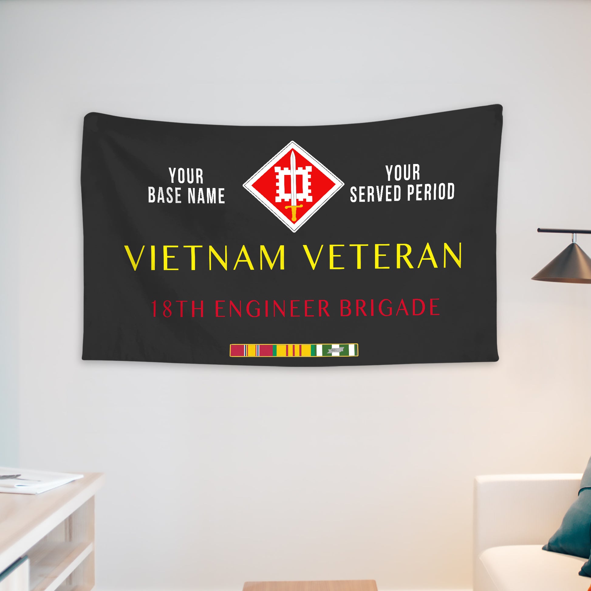 18TH ENGINEER BRIGADE WALL FLAG VERTICAL HORIZONTAL 36 x 60 INCHES WALL FLAG