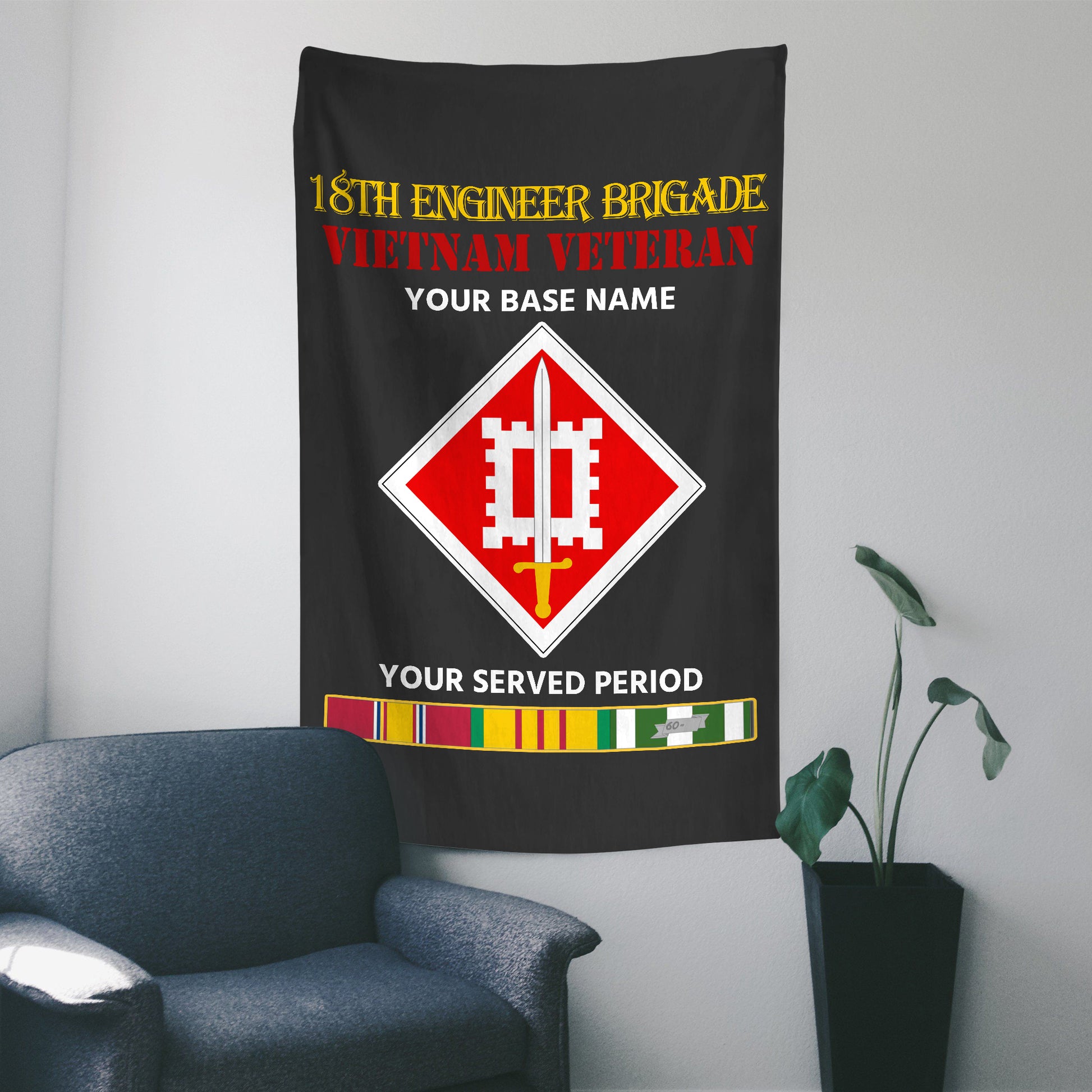 18TH ENGINEER BRIGADE WALL FLAG VERTICAL HORIZONTAL 36 x 60 INCHES WALL FLAG