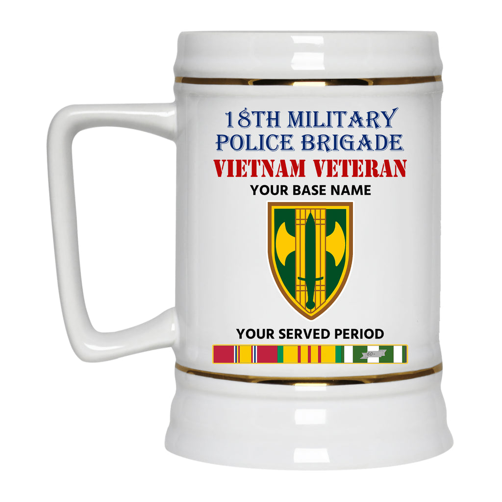 18TH MILITARY POLICE BRIGADE BEER STEIN 22oz GOLD TRIM BEER STEIN